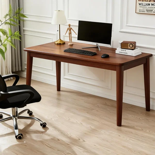 Mid-Century Rubberwood Desk, 63 in in rubberwood
