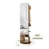 Floor Mirror with Coat Rack, 70 in in solid wood