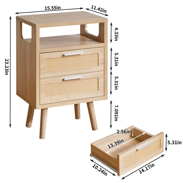 Modern Bedside Tables, Set of 2 in engineered wood
