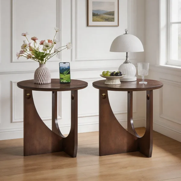 Solid Wood Side Tables, Set of 2 Solid Wood Side Tables, Set of 2 in rubberwood