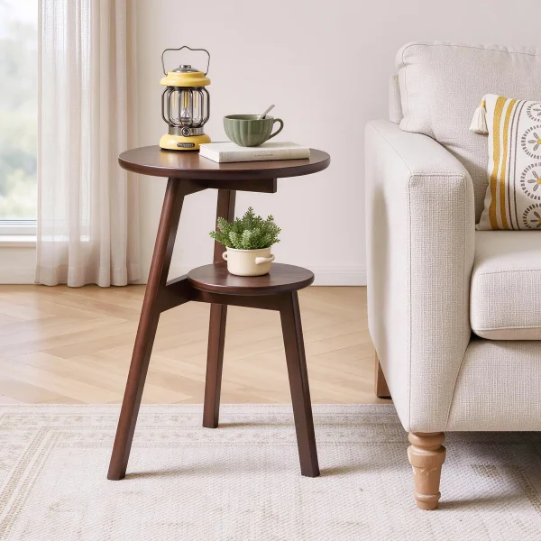 Two-Tier Solid Wood Side Table Two-Tier Solid Wood Side Table in rubberwood