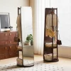 Rotating Mirror with Clothes Rack Rotating Mirror with Clothes Rack in rubberwood