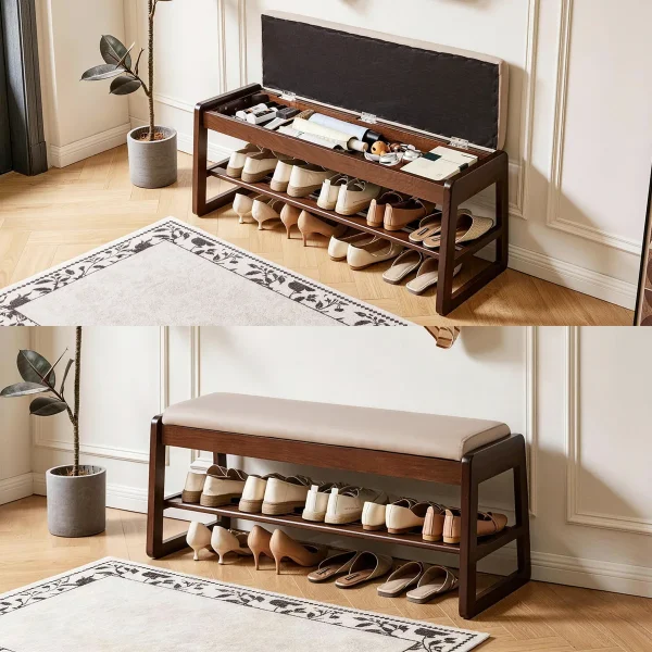 Lift-Top Shoe Bench, 39 in Lift-Top Shoe Bench, 39 in in rubberwood