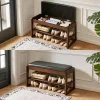 Lift-Top Shoe Bench, 31.5 in, Green in rubberwood