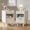 Fluted Nightstands, Set of 2, White in MDF