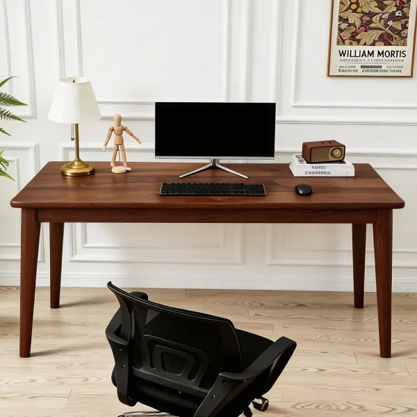 Mid-Century Rubberwood Desk, 55 in