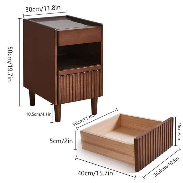 Bedside Table with Drawer and Open Shelf