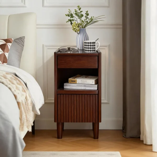 Bedside Table with Drawer and Open Shelf