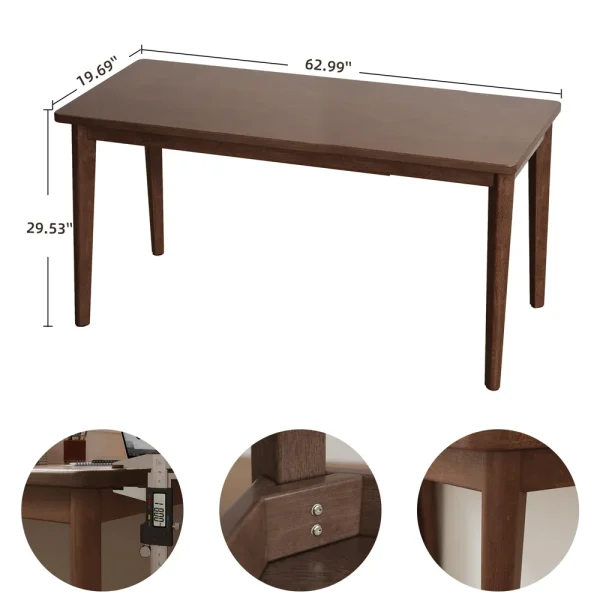 Mid-Century Rubberwood Desk, 63 in