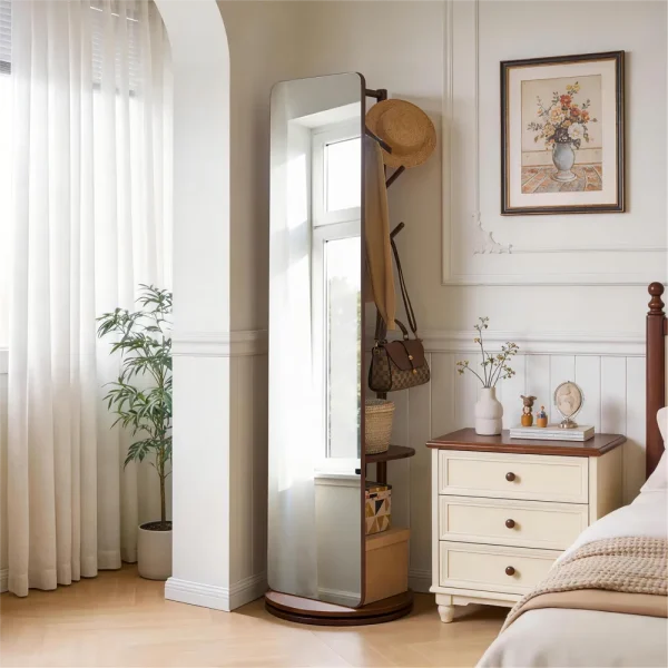 Floor Mirror with Coat Rack, 70 in