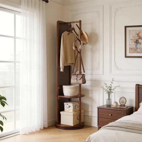 Floor Mirror with Coat Rack, 70 in