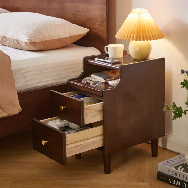 Two-Drawer Nightstand in Rubberwood