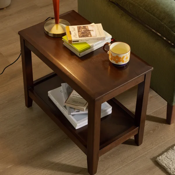 Rustic End Table with Storage Shelf