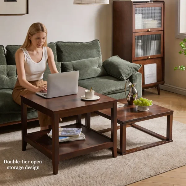 Square Two-Tier End Table with Shelf Square Two-Tier End Table with Shelf
