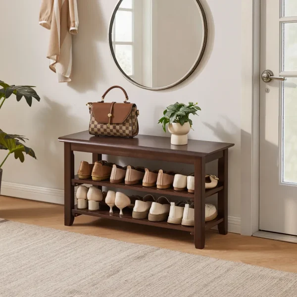 Two-Tier Entryway Shoe Bench Two-Tier Entryway Shoe Bench