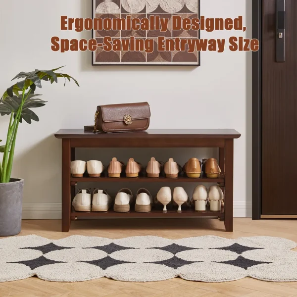 Two-Tier Entryway Shoe Bench Two-Tier Entryway Shoe Bench
