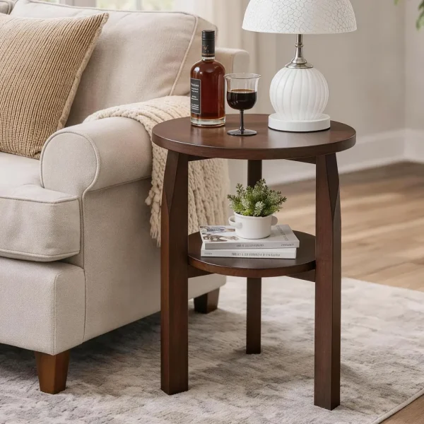 Round Two-Tier Side Table Round Two-Tier Side Table