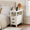 Side Table with Charging Station, Black