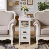 Side Table with Charging Station, Black