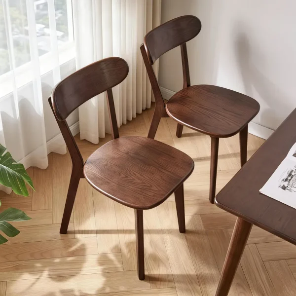 Solid Oak Dining Chairs, Set of 2