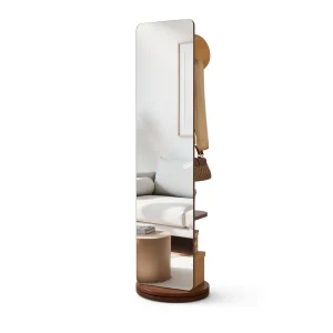 Floor Mirror with Coat Rack, 70 in