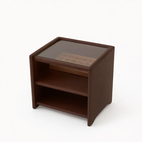 Two-Drawer Nightstand in Rubberwood
