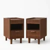 Fluted Nightstands, Set of 2, Walnut Fluted Nightstands, Set of 2, Walnut