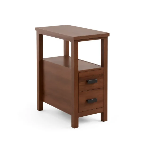 Side Table with Charging Station, Walnut